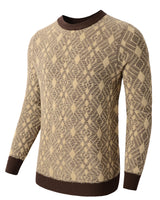 Diamond Check Crew Neck Sweater — Brown