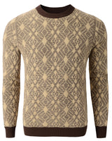 Diamond Check Crew Neck Sweater — Brown