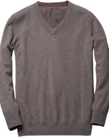 Men's V-Neck Cashmere Sweater — Brown