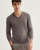 Men's V-Neck Cashmere Sweater — Brown
