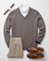 Men's V-Neck Cashmere Sweater — Brown