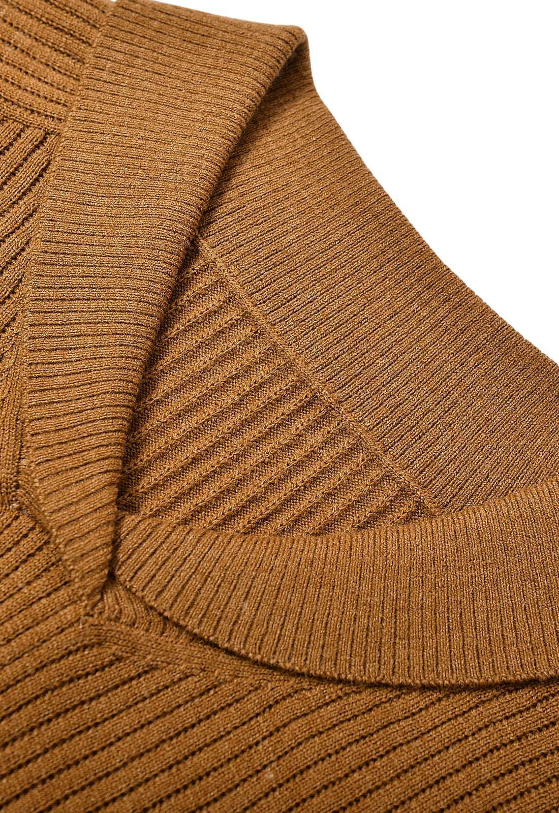 Shawl Collar Cable Knit Pullover — Brown