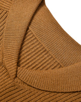 Shawl Collar Cable Knit Pullover — Brown