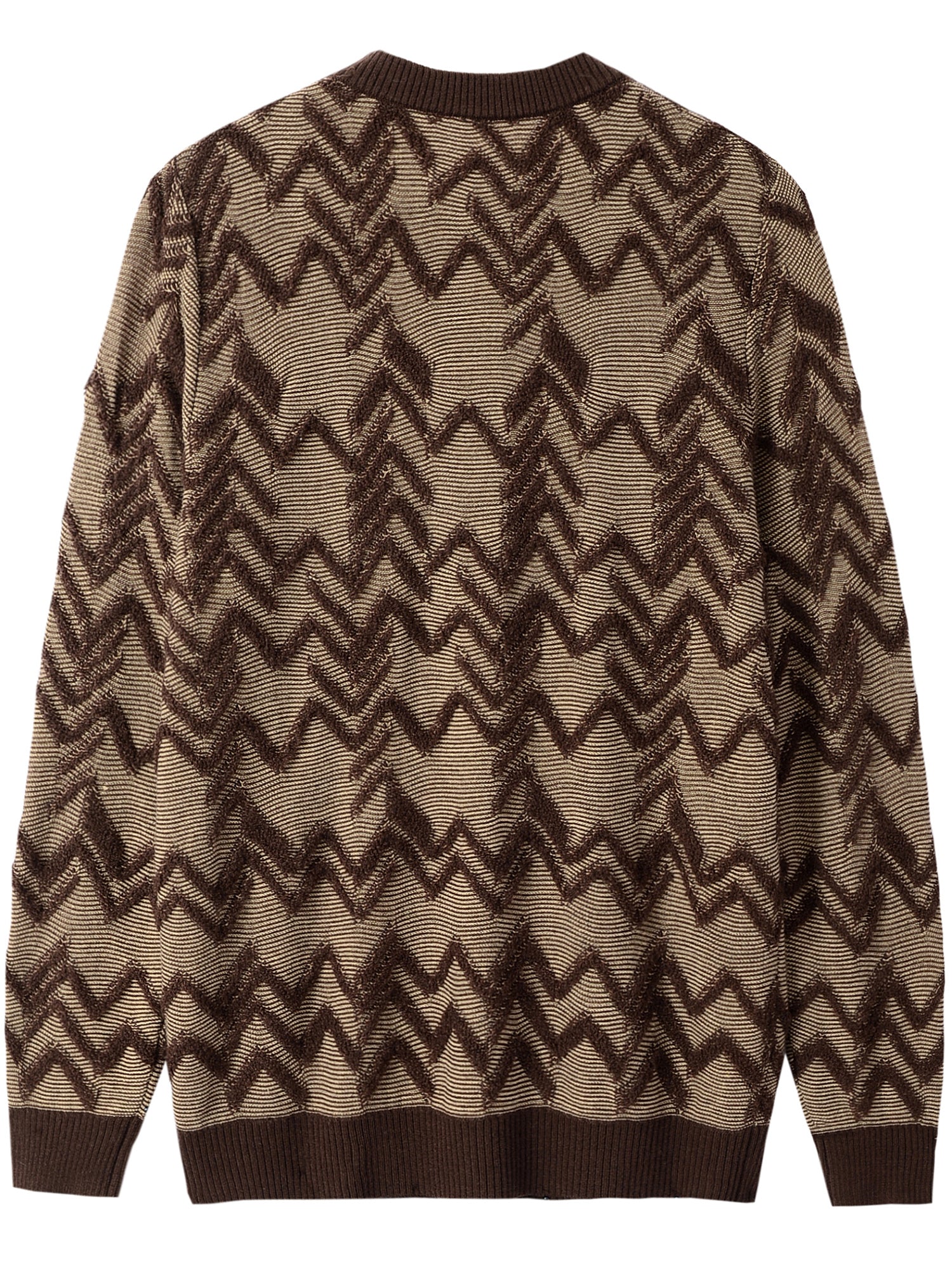 Diamond Knit Crew Neck Sweater — Brown