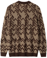 Diamond Knit Crew Neck Sweater — Brown