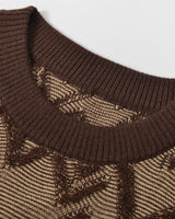 Diamond Knit Crew Neck Sweater — Brown