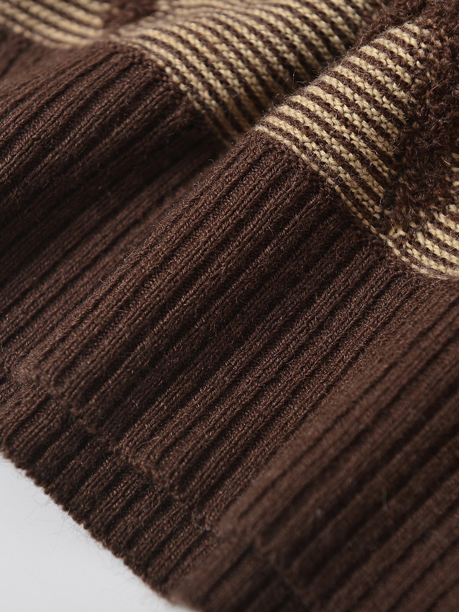 Diamond Knit Crew Neck Sweater — Brown