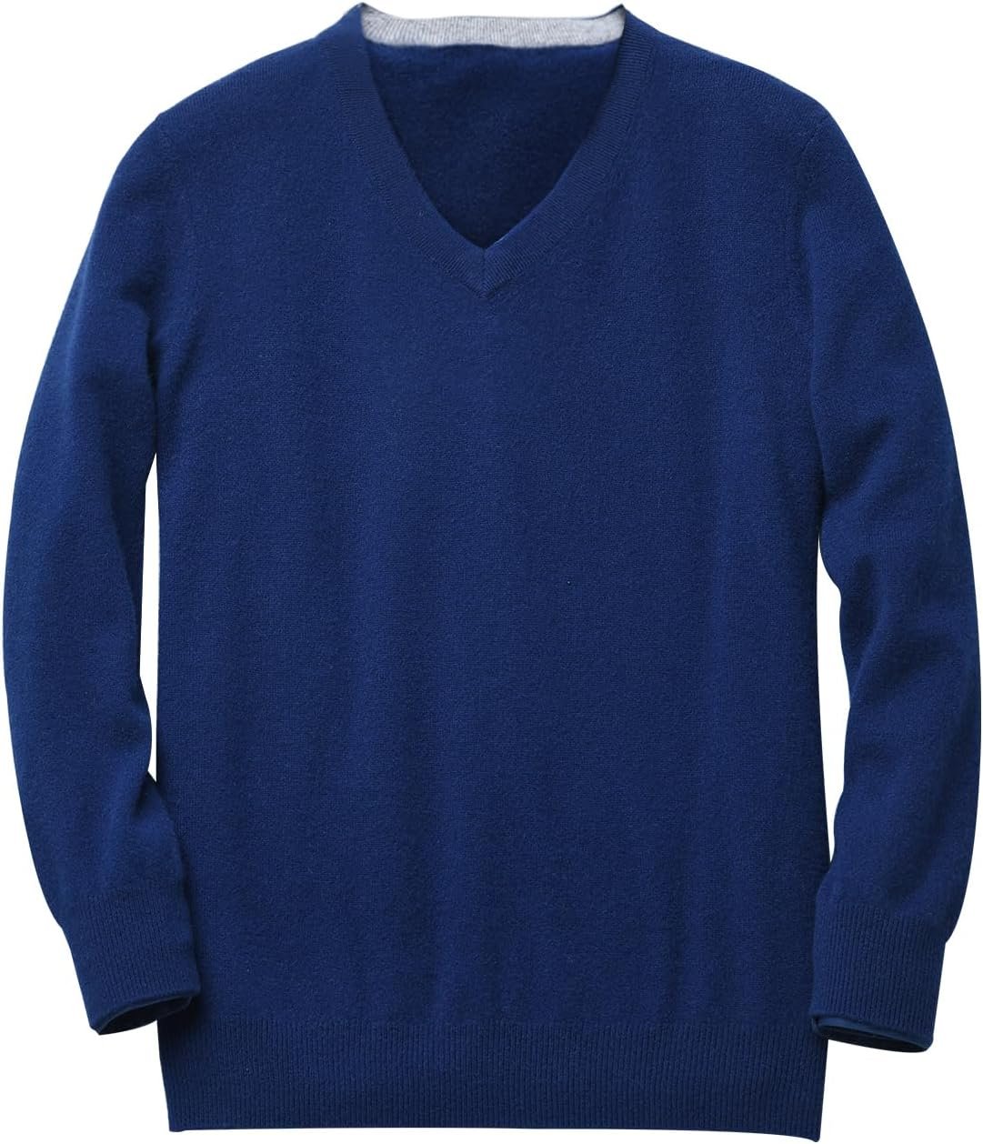 Men's V-Neck Cashmere Sweater — Dark Blue