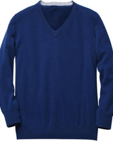 Men's V-Neck Cashmere Sweater — Dark Blue