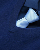 Men's V-Neck Cashmere Sweater — Dark Blue