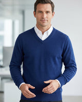 Men's V-Neck Cashmere Sweater — Dark Blue