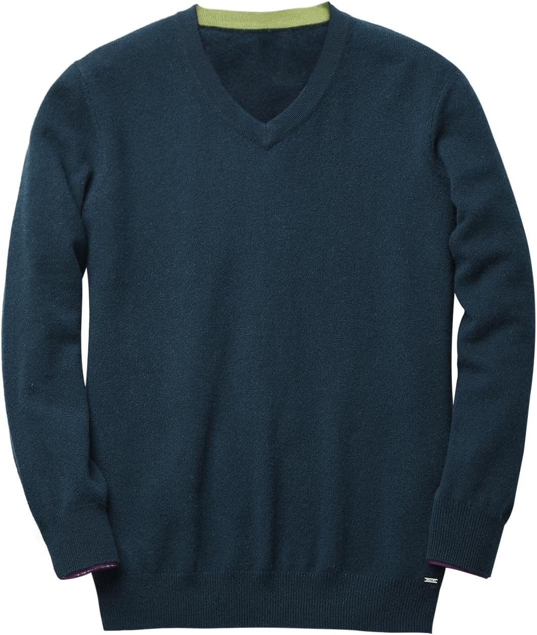 Men's V-Neck Cashmere Sweater — Dark Green