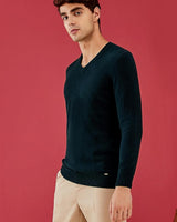 Men's V-Neck Cashmere Sweater — Dark Green