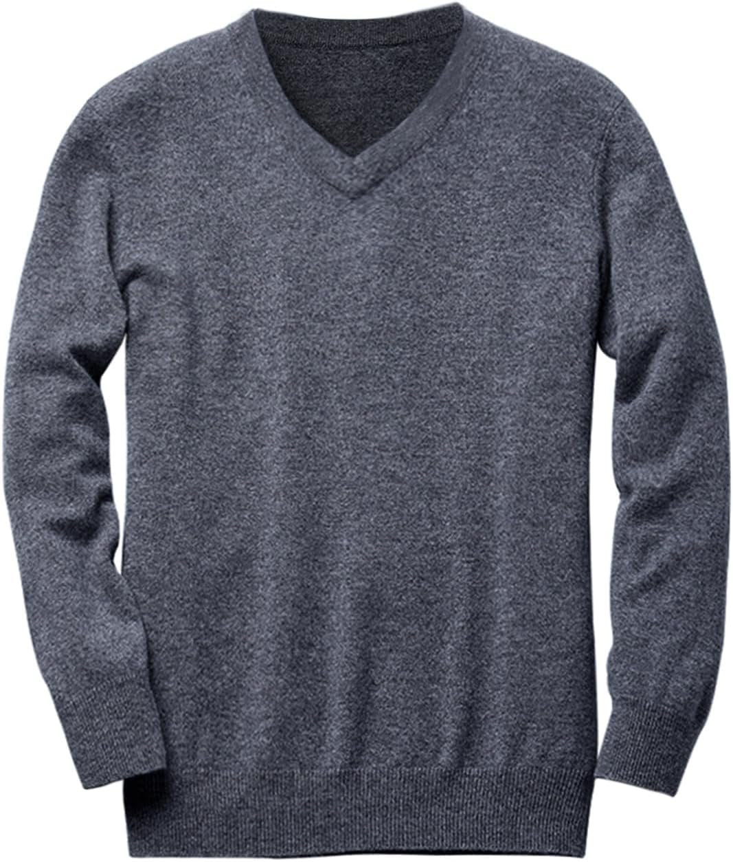 Men's V-Neck Cashmere Sweater — Dark Grey