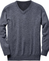 Men's V-Neck Cashmere Sweater — Dark Grey