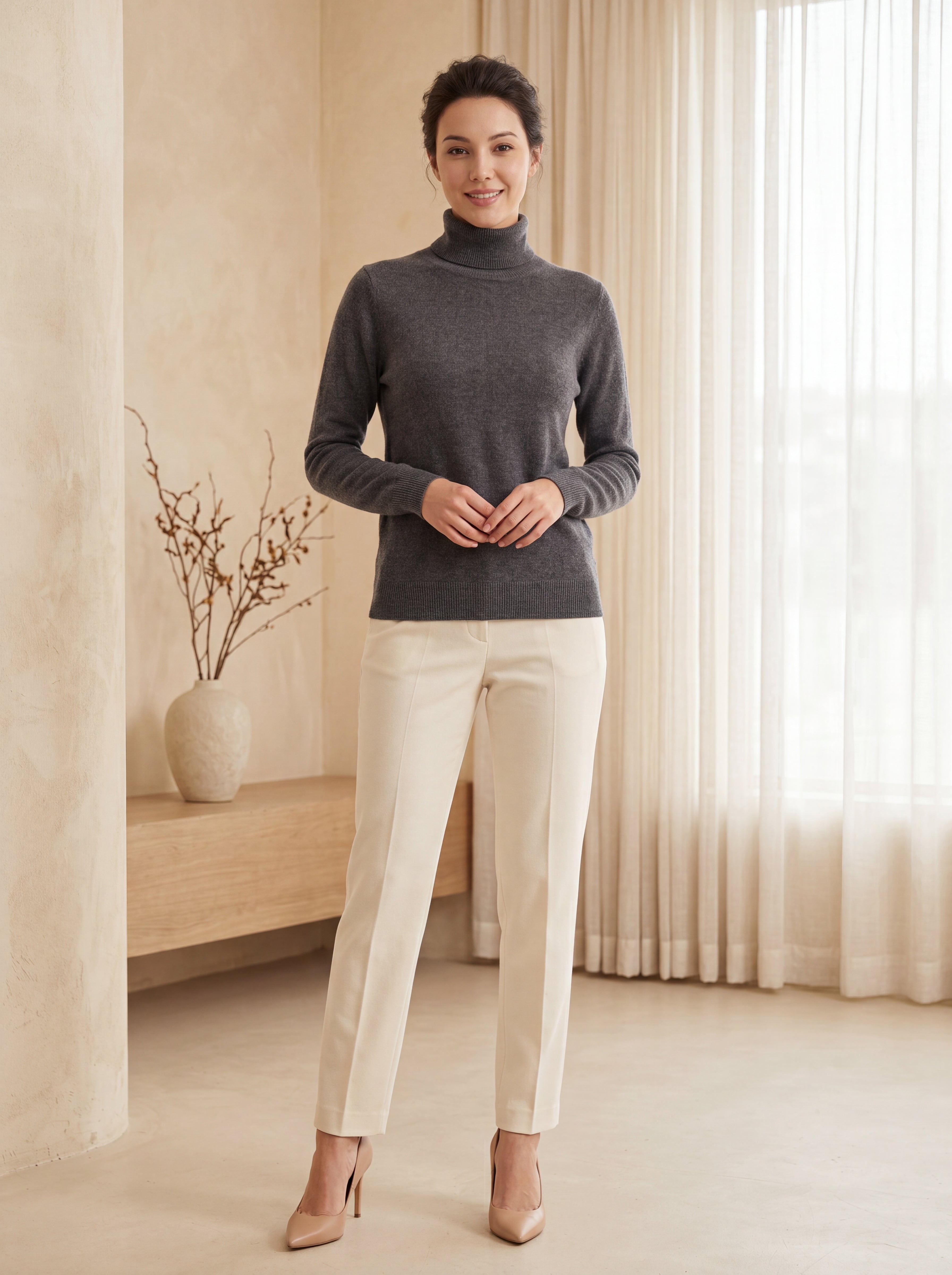 Classic Turtleneck Cashmere Sweater — Dark Grey