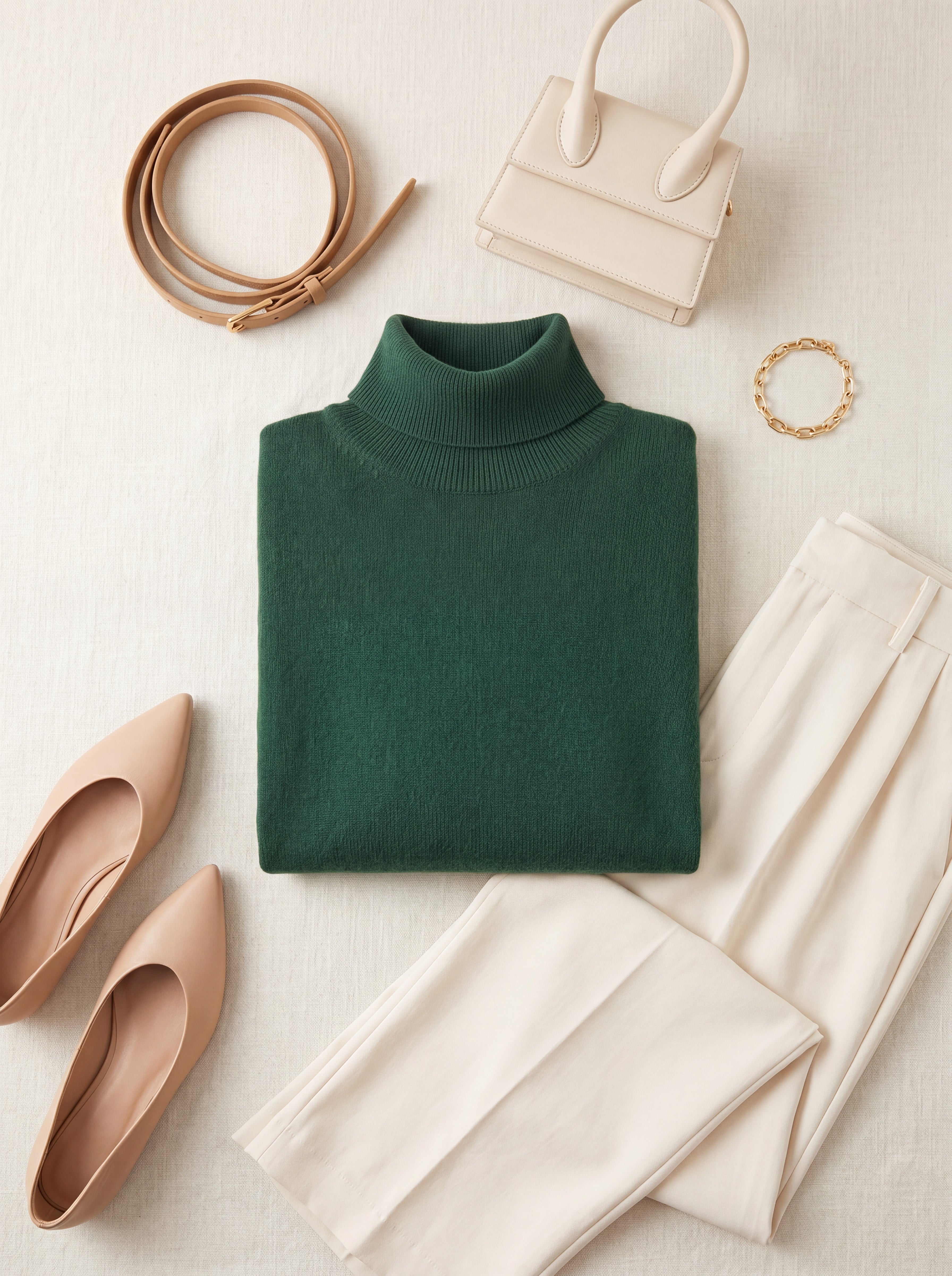 Classic Turtleneck Cashmere Sweater — Green