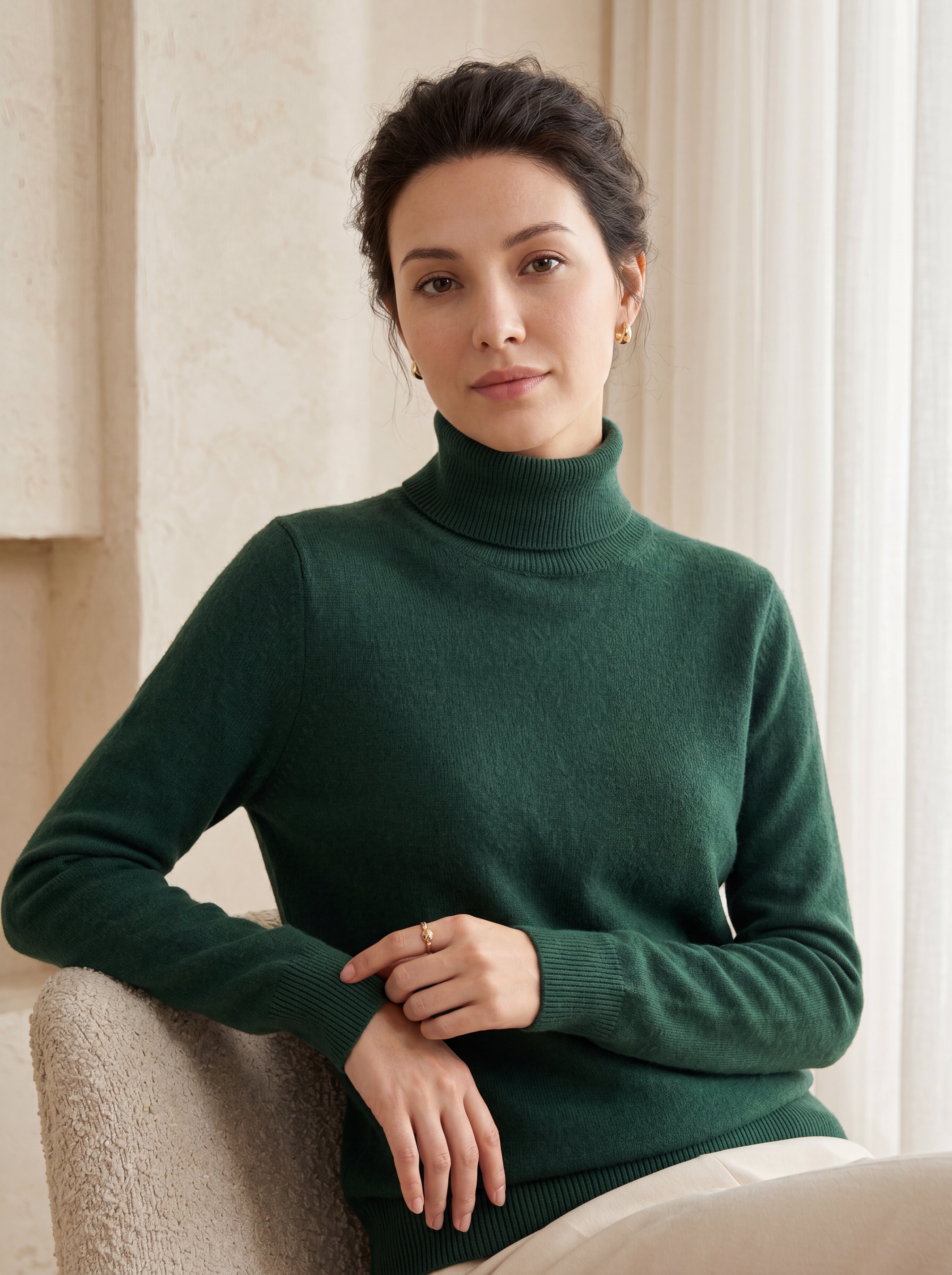 Classic Turtleneck Cashmere Sweater — Green