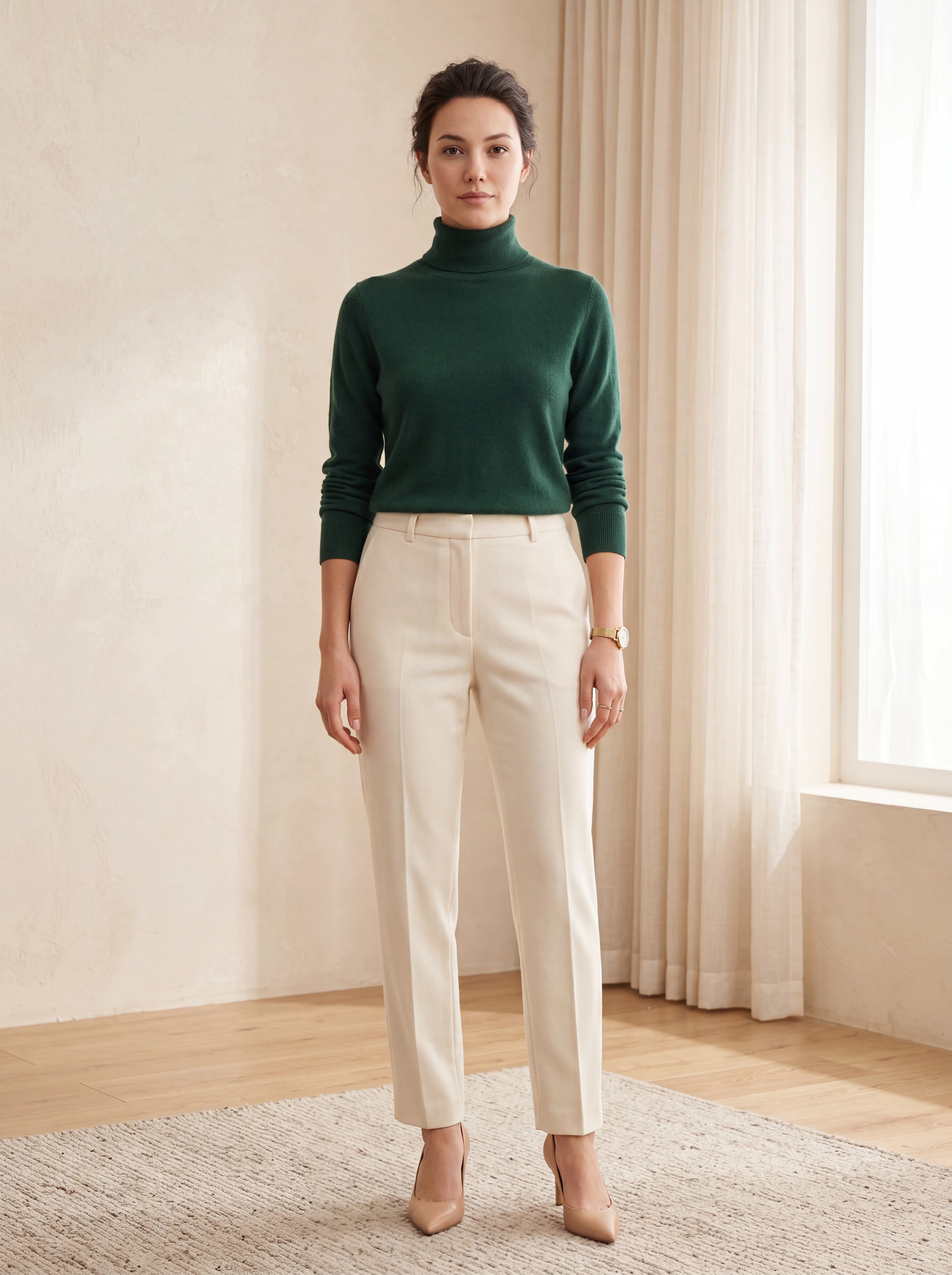 Classic Turtleneck Cashmere Sweater — Green