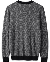 Diamond Check Crew Neck Sweater — Grey