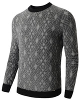 Diamond Check Crew Neck Sweater — Grey