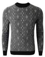 Diamond Check Crew Neck Sweater — Grey