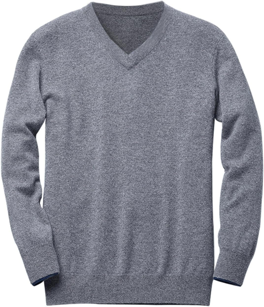 Men's V-Neck Cashmere Sweater — Grey