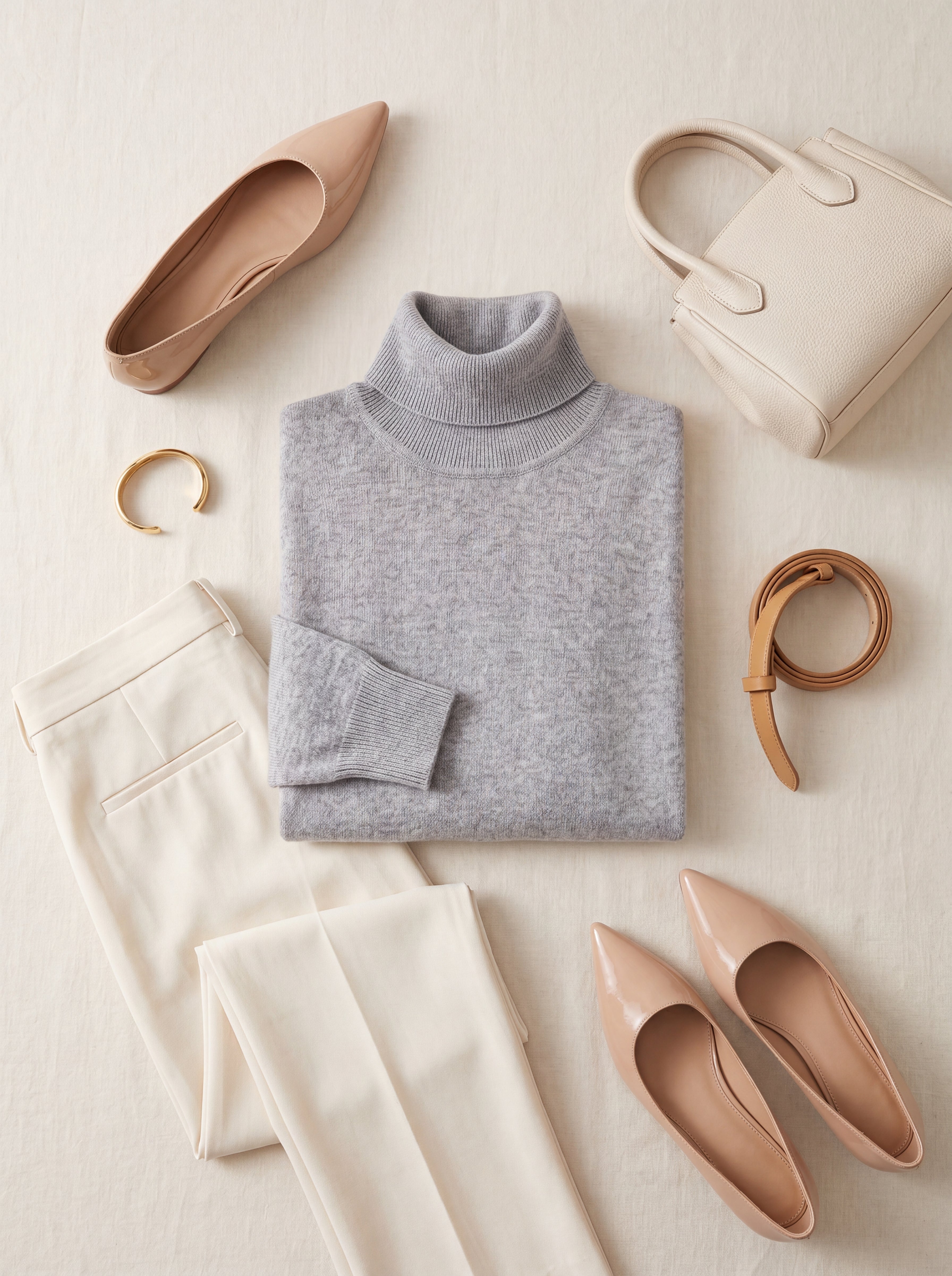Classic Turtleneck Cashmere Sweater — Grey