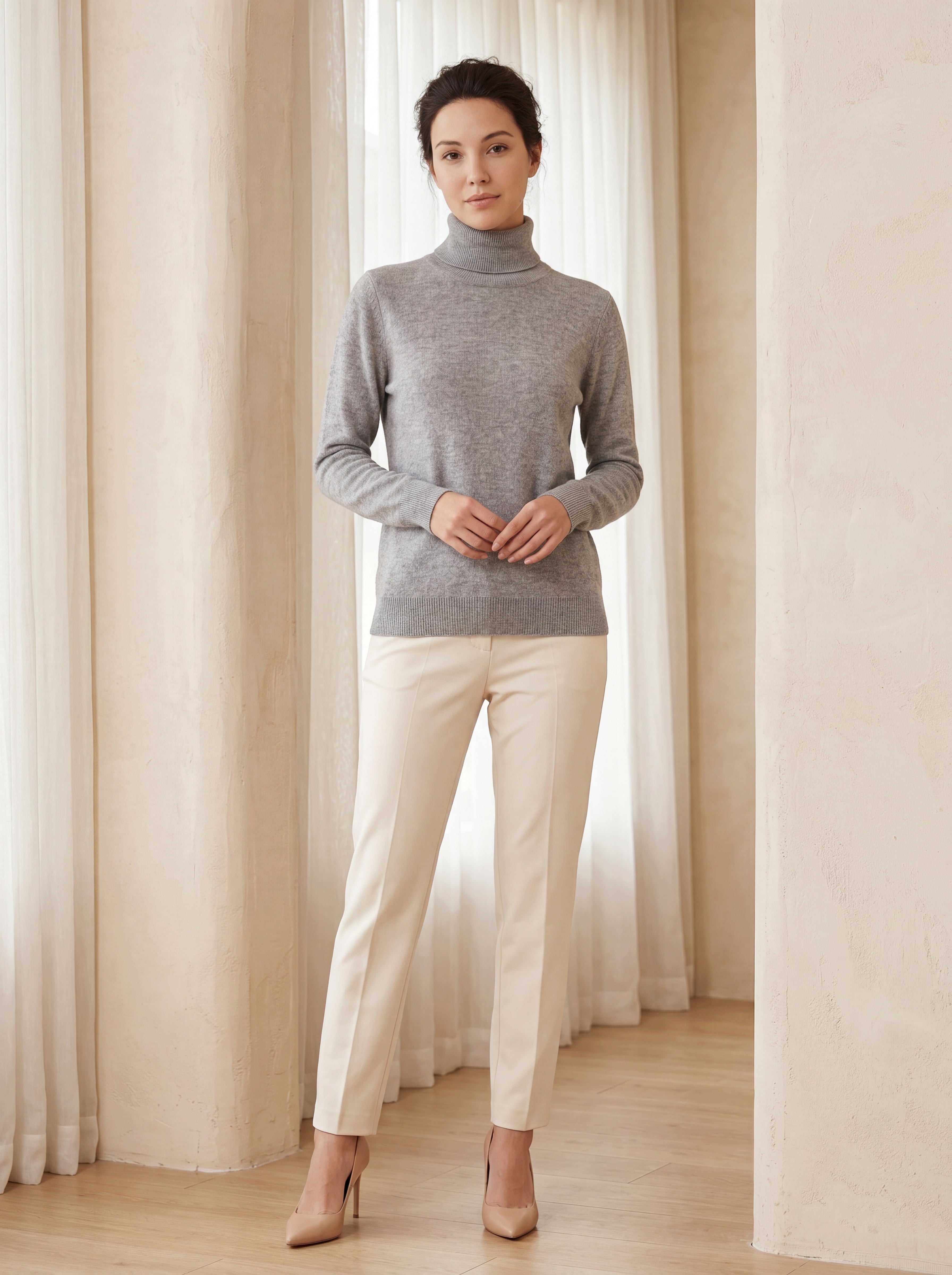 Classic Turtleneck Cashmere Sweater — Grey