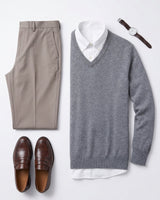 Men's V-Neck Cashmere Sweater — Grey