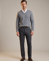 Men's V-Neck Cashmere Sweater — Grey