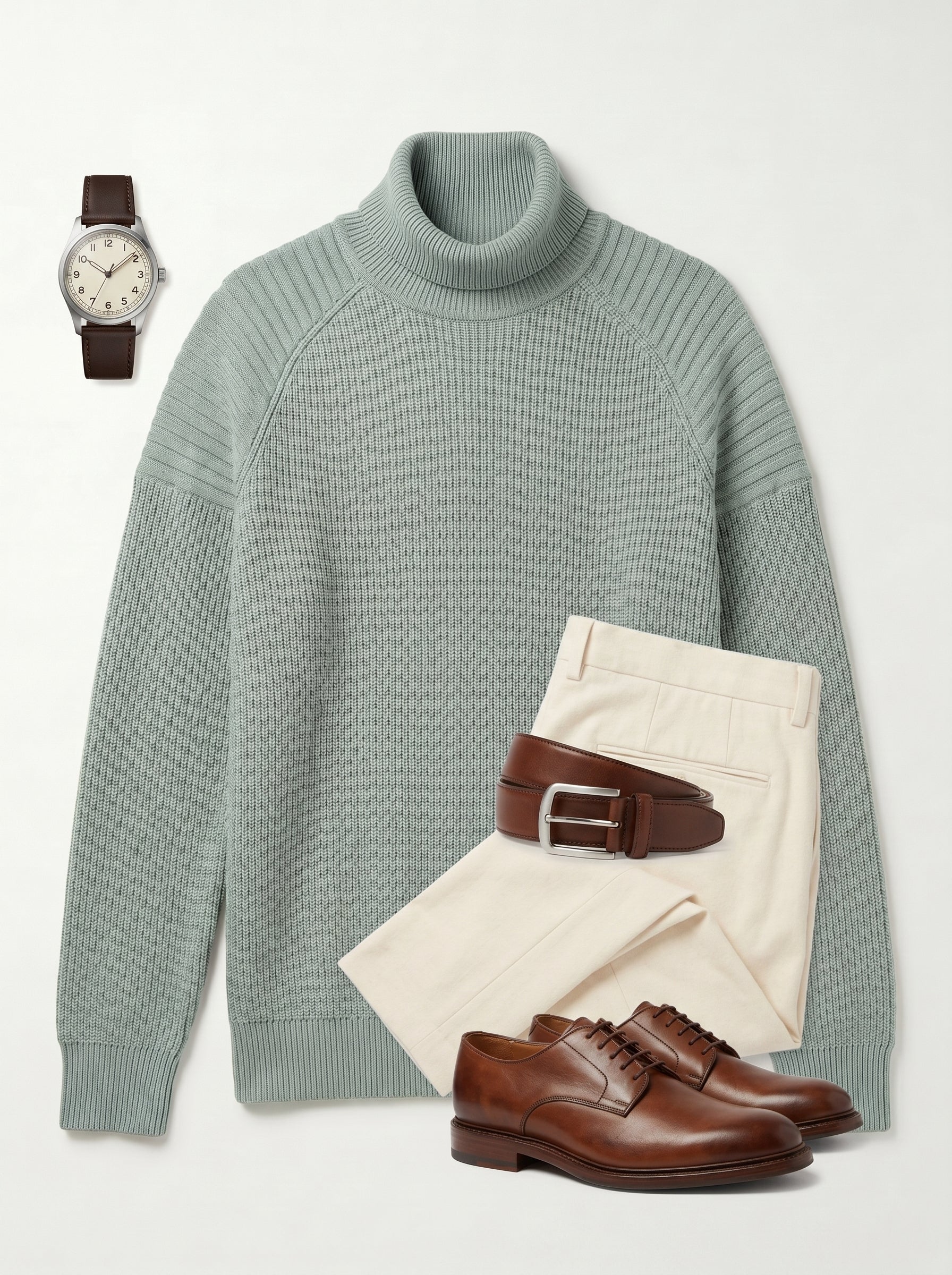 Men's Wool Turtleneck Pullover — Green