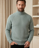 Men's Wool Turtleneck Pullover — Green