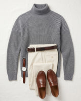 Men's Wool Turtleneck Pullover — Grey