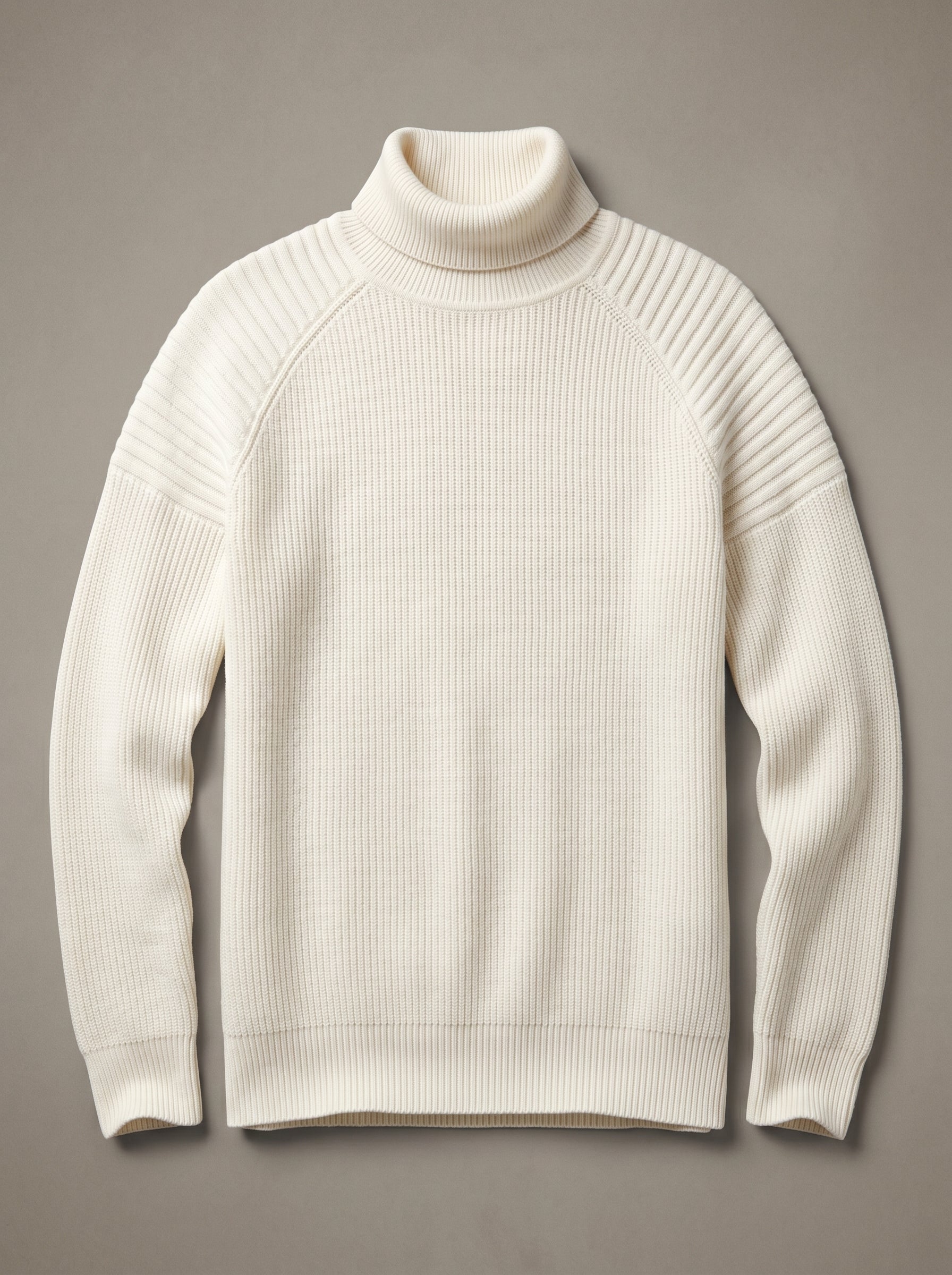 Men's Wool Turtleneck Pullover — White