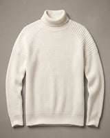 Men's Wool Turtleneck Pullover — White