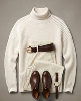 Men's Wool Turtleneck Pullover — White