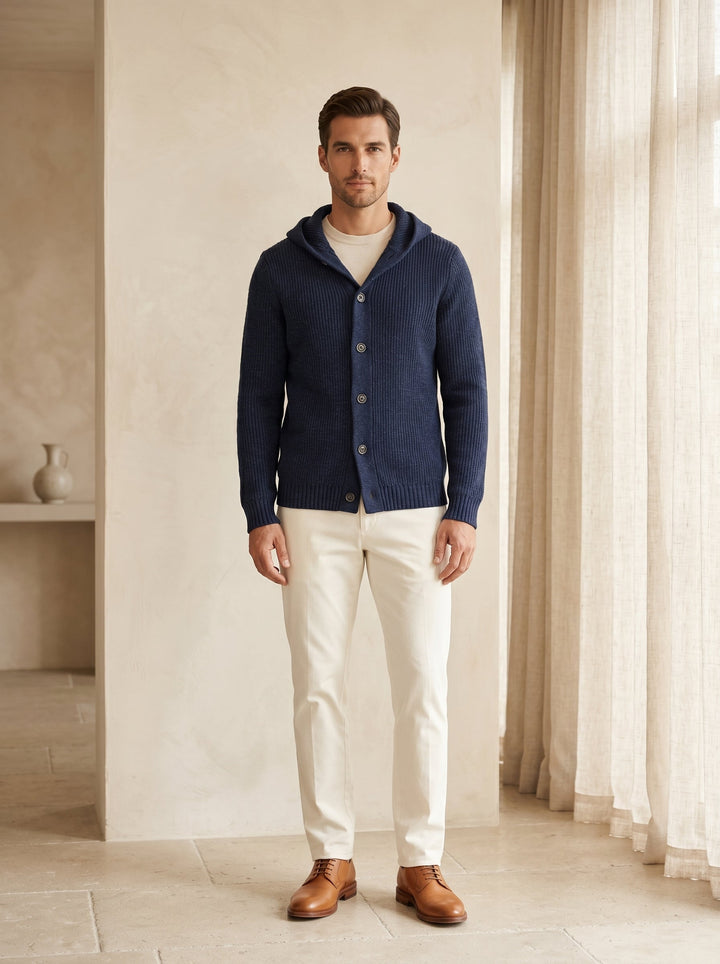 Men's Hooded Wool Cardigan with Front Button candidate collection image