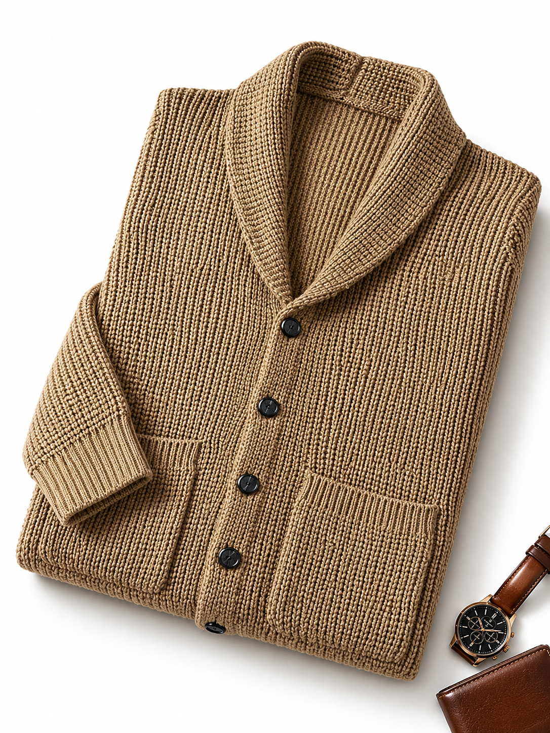 Shawl Collar Cardigan — Apricot