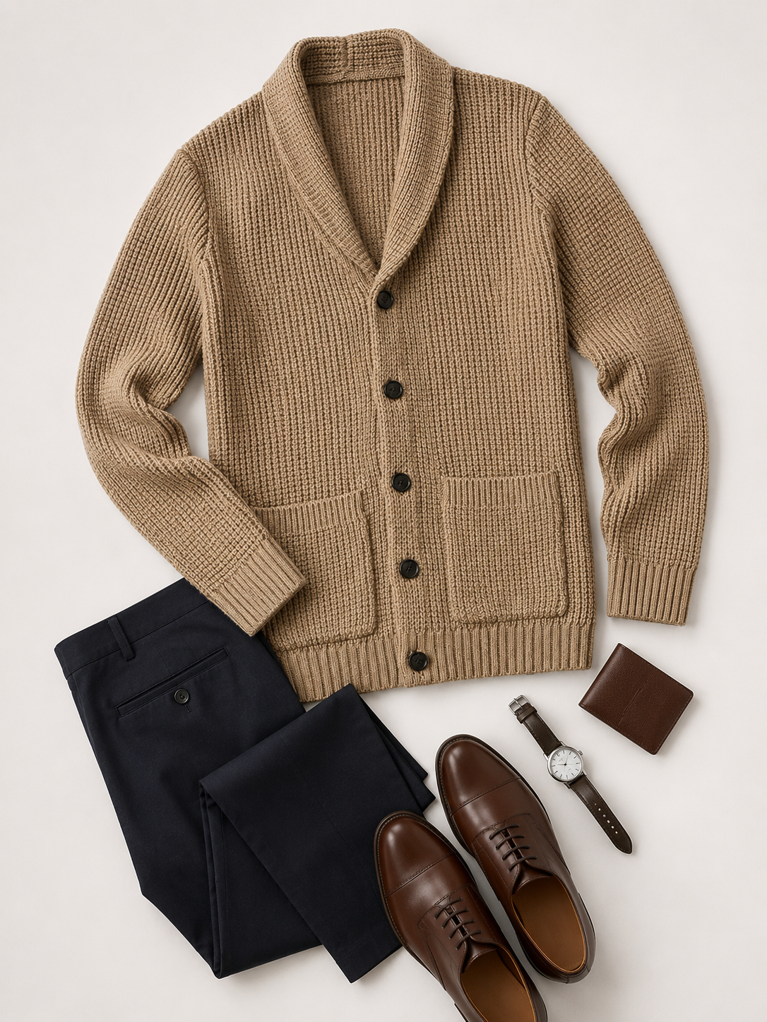 Shawl Collar Cardigan — Apricot