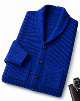 Shawl Collar Cardigan — Blue