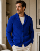 Shawl Collar Cardigan — Blue