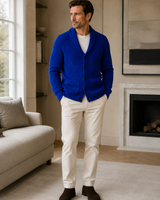 Shawl Collar Cardigan — Blue