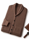ZHILIFS | Men's Button-Front Shawl Collar Wool Blend Cardigan