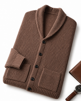 Shawl Collar Cardigan — Brown