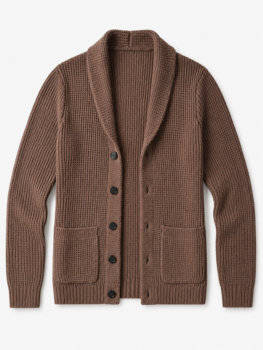 Shawl Collar Cardigan — Brown