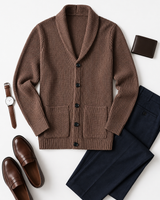 Shawl Collar Cardigan — Brown