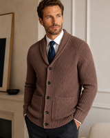 Shawl Collar Cardigan — Brown