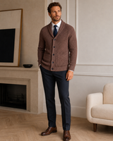 Shawl Collar Cardigan — Brown