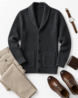 Shawl Collar Cardigan — Dark Grey